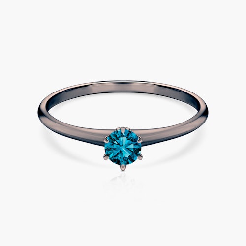 Pierścionek zaręczynowy The Journey: czarne złoto, niebieski diament